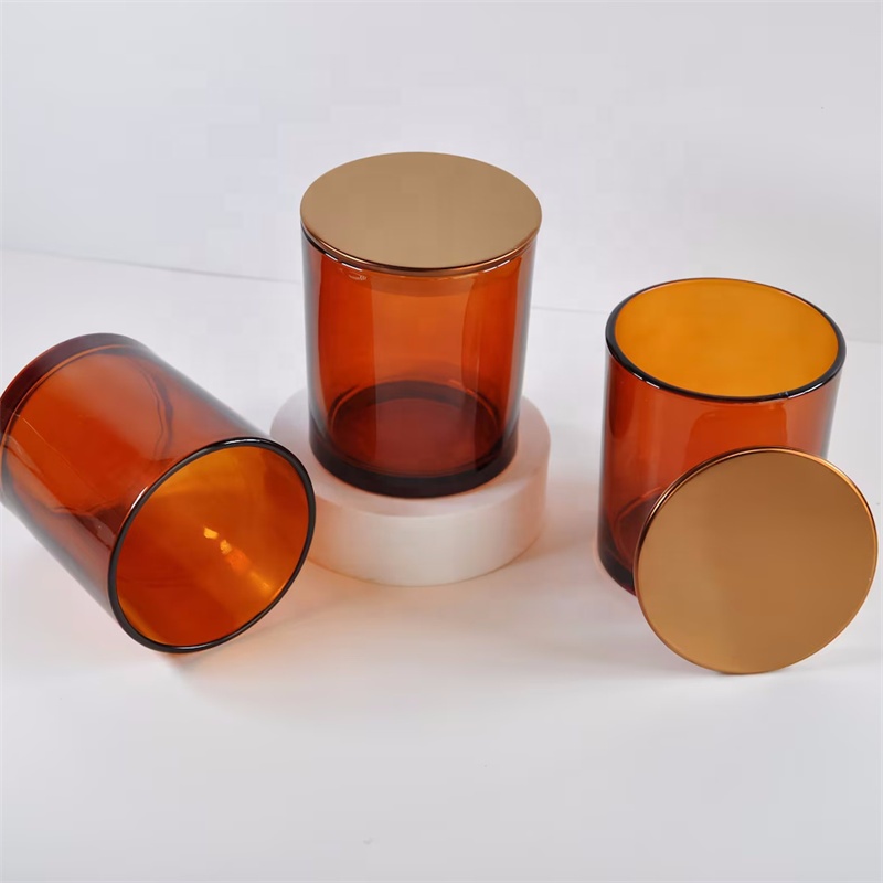 7oz 10oz 14oz Luxury Candle Glass Jars With Lids Brown Clear Colored for Home Decoration Christmas Candle Making Holder