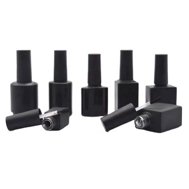 Wholesale Glass Packaging Factory Bulk High End Printer Custom Square Empty 15ML Nail Uv Gel Polish Glass Bottle With Brush