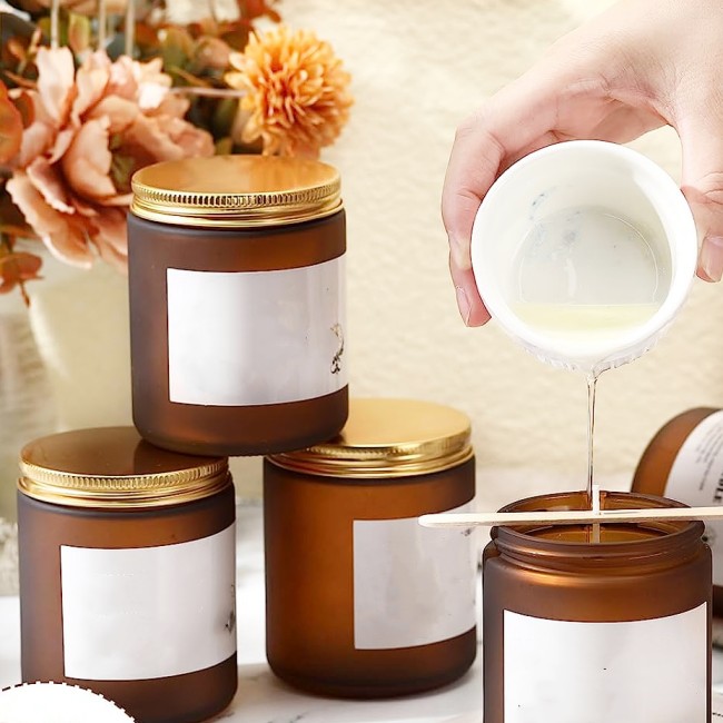 Luxury Straight Sided Glass Candle Jars 4oz 8oz 16oz 100ml 250ml 500ml Empty Recycled Clear Amber Metal Lids Glass Containers