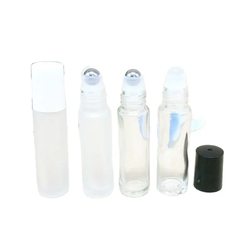 Hot Sale 10ml Glass Roller Ball Bottle Perfume Oil Essential Oil Glass Roll on Bottle With Black Cap lower  price
