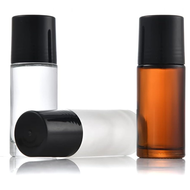 Wholesale Round Thick Bottom Perfume Glass Bottle Roller 30ml 50ml clear Amber Brown Roll on Bottles for Essential Oil