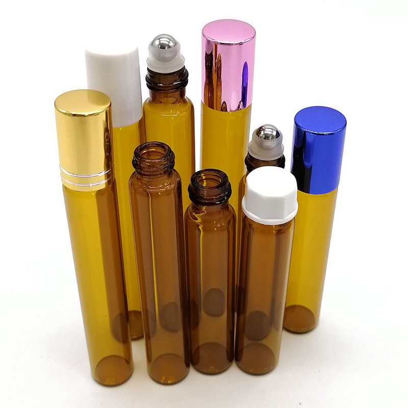 Empty 5ml 10ml Roll-on Amber Clear Blue Rollon Bottles Liptint Essential Oil Glass Roll on Bottle Essential Oil Roller Bottle