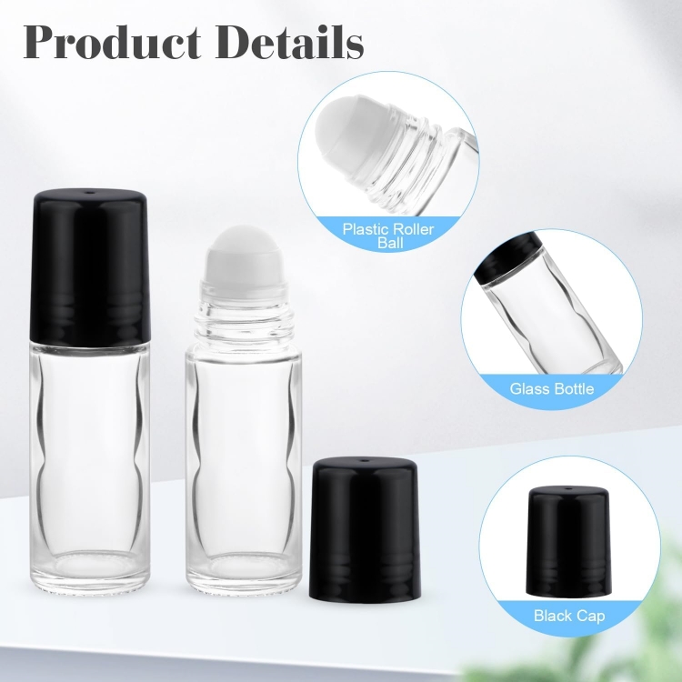 Plastic Roller Bottles Deodorant 50ML Clear Empty Glass Refillable Roll on Bottle for DIY Antiperspirant Bottle