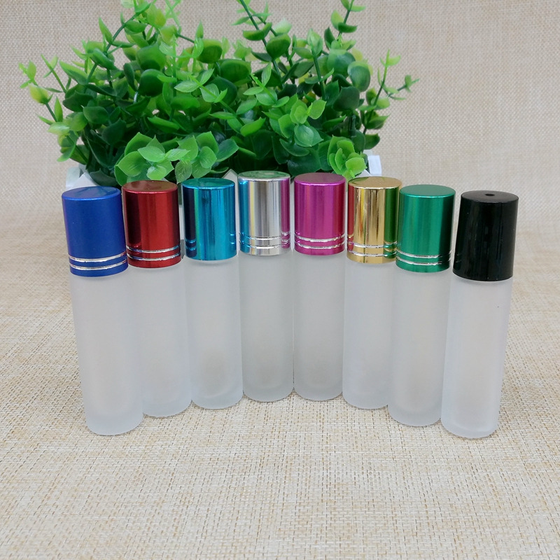 Fancy Pattern Printed Cosmetic Perfume 10 Ml Printed Red Yellow Green Blue Glass Roller Bottles With Aluminum Cap