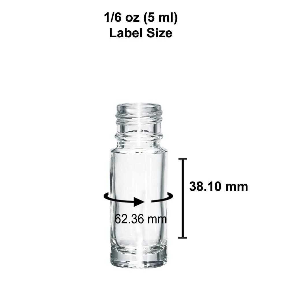 1/3 Oz. (10 Ml) 1/6 Oz. (5 Ml) Clear Glass Roll-on Bottle With Black Cap (Plastic Ball)