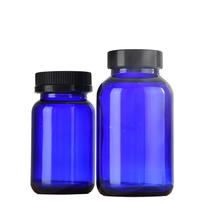 15ml 50ml 60ml  Empty Clear Amber Glass Pill Bottle Screw Cap Tablet Jars Food Supplement Capsules Container Custom Printed