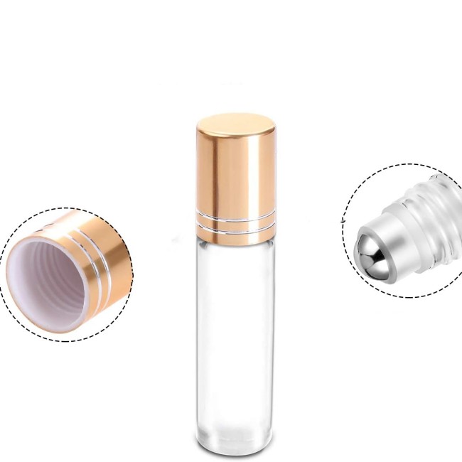 10ml Glass Roll on Bottle Clear Essential Oil Perfume for Cosmetic Use for Serum and Eye Drop Custom Logo Available
