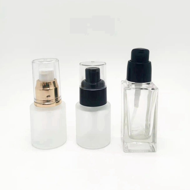 Recyclable Luxury Skincare Packaging Set Empty Lotion Pump Glass Bottle Set Cosmetic Cream Bottle With Plastic Pump