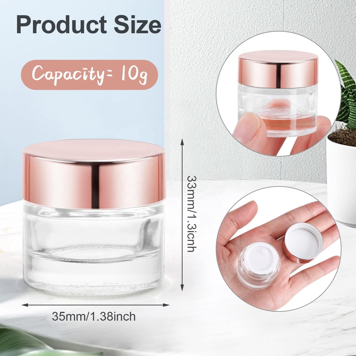 Clear Glass Cosmetic Jar Lids 5g 30g Capacities Face Cream Containers Face Lotion Containers 5ml 10ml 30ml 100ml Capacity