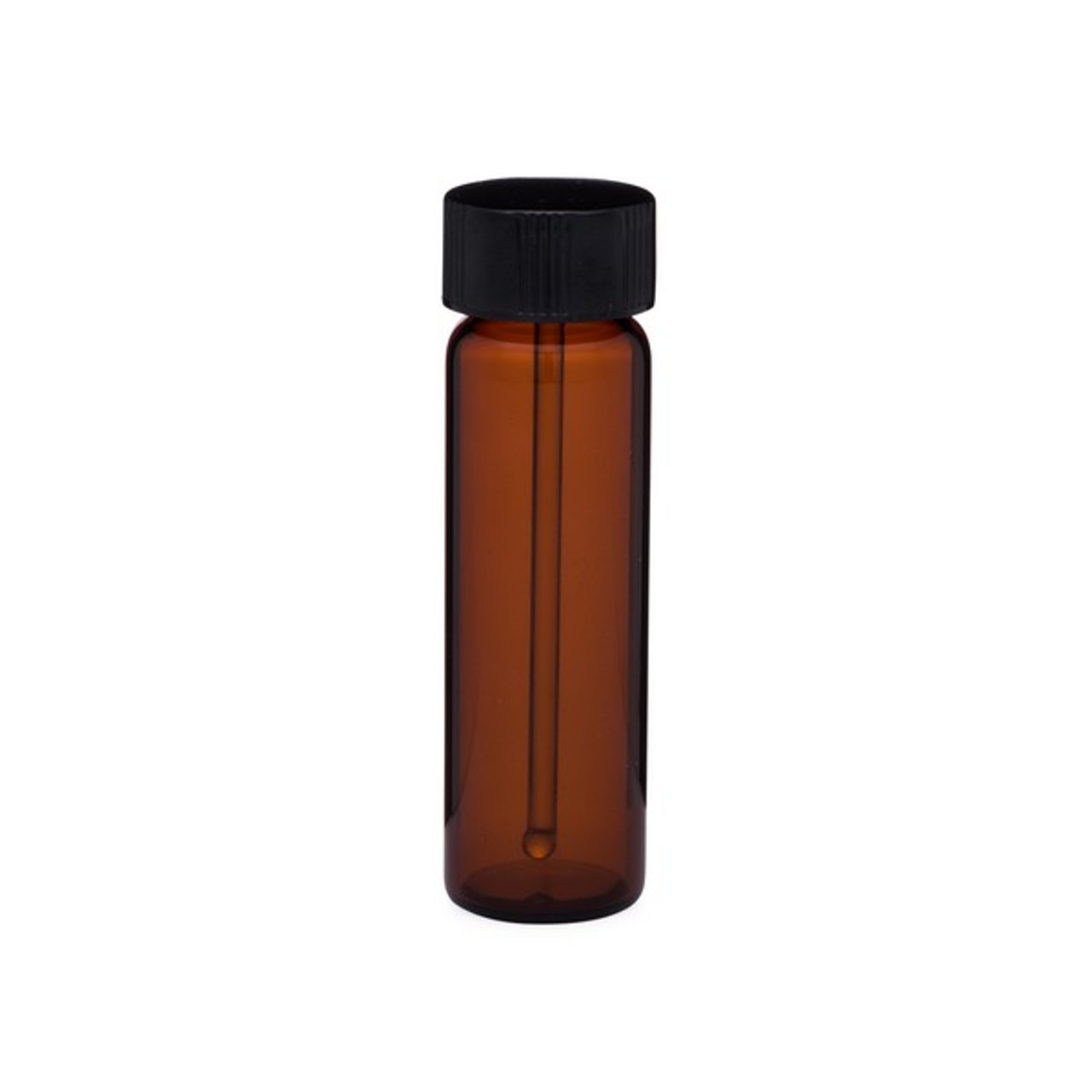 1 Dram (3.7 Ml) 4 Dram (14.8 Ml) Clear Borosilicate Glass Vials W/ Black Unlined Polypropylene Cap With Rod Applicator