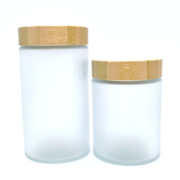 150g 250g Refillable Eco Friendly Skin Care Cosmetics Packaging Container Bamboo Frosted Moisturiser Glass Jar With Bamboo Lid