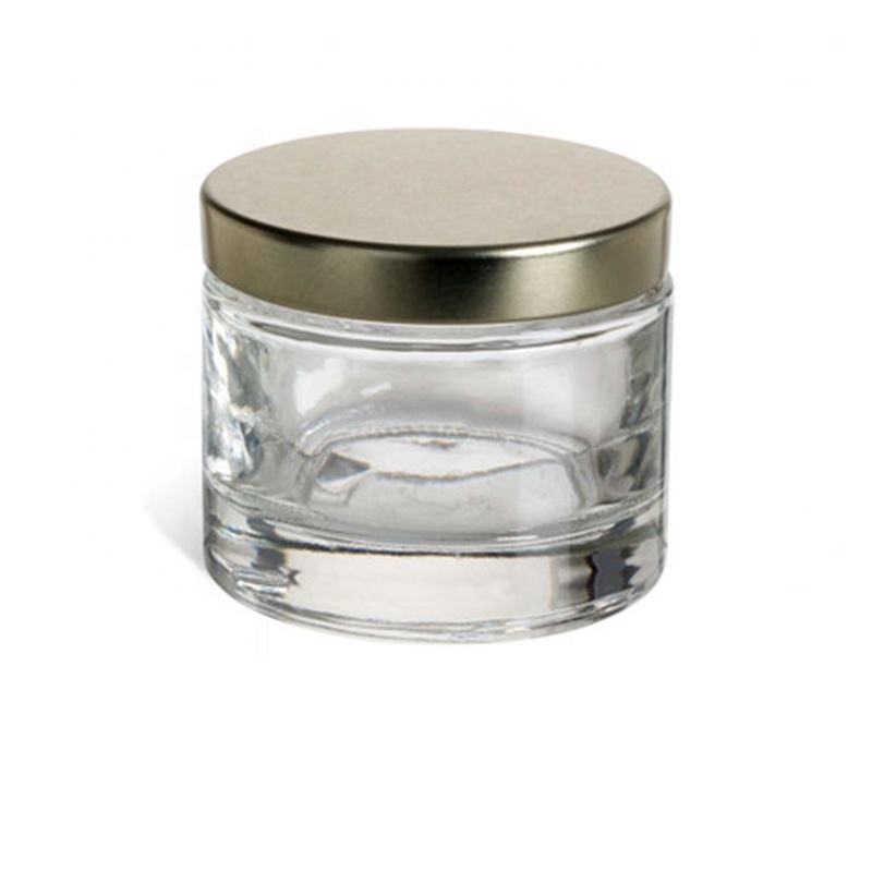 Refillable Eco Friendly High End 5g 10g 30g 60ml Gram Round Clear Glass Cream Jar Cosmetic Jar with Metal Lids