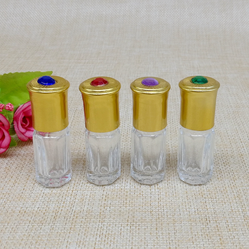3ml 6ml Octagonal Thick Glass Roll on Bottles Essential Oil Empty Perfume Bottle 12ml