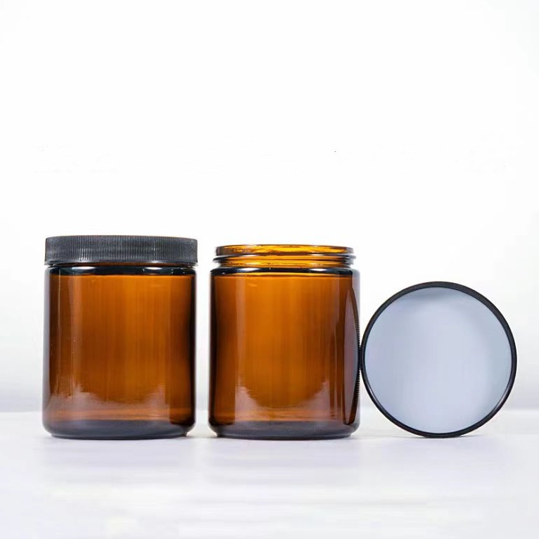 10g 15g 20g 30g 50g 60g 100g 150g  Recyclable Cosmetic Containers Amber Face Cream Glass Jar With Black or Golden Screw Cap