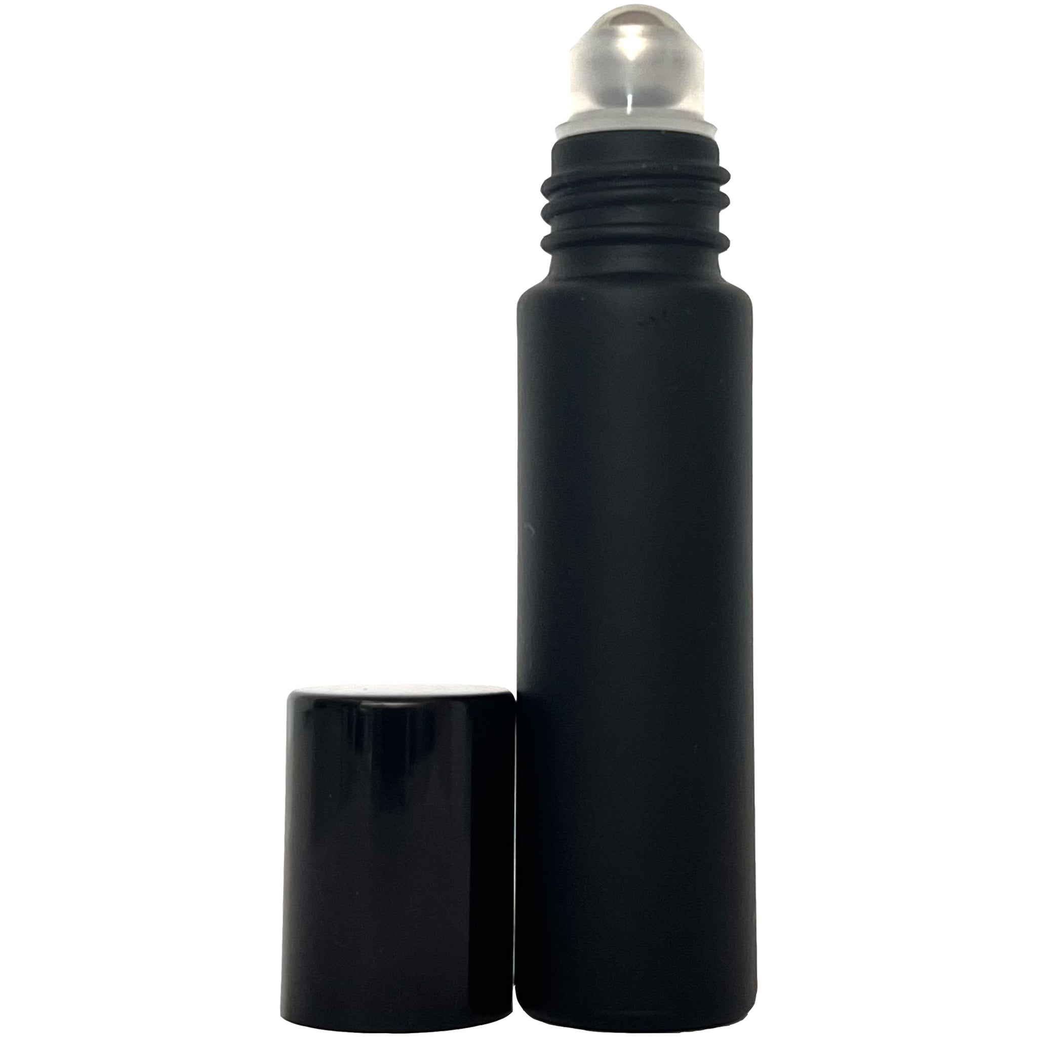 Popular Round Matte Frosted Black Glass Roll on Bottle With Stainless Steel Roller Ball for Cosmetic Skin Care Perfume Oil 10ml glass jar glass bottle