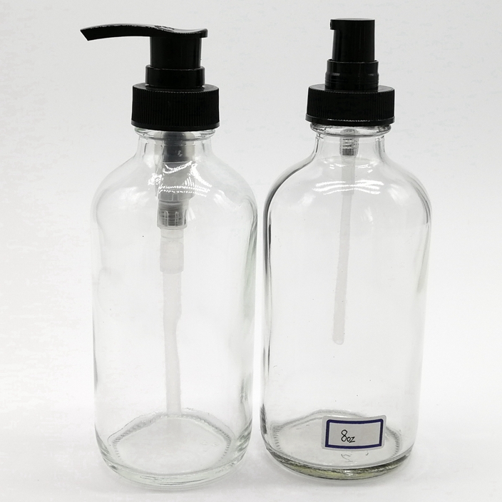 1 oz 30ml Clear Boston Round Glass Bottle With Dropper for Packaging Serum Essential Oil 50ml 100ml Capacity