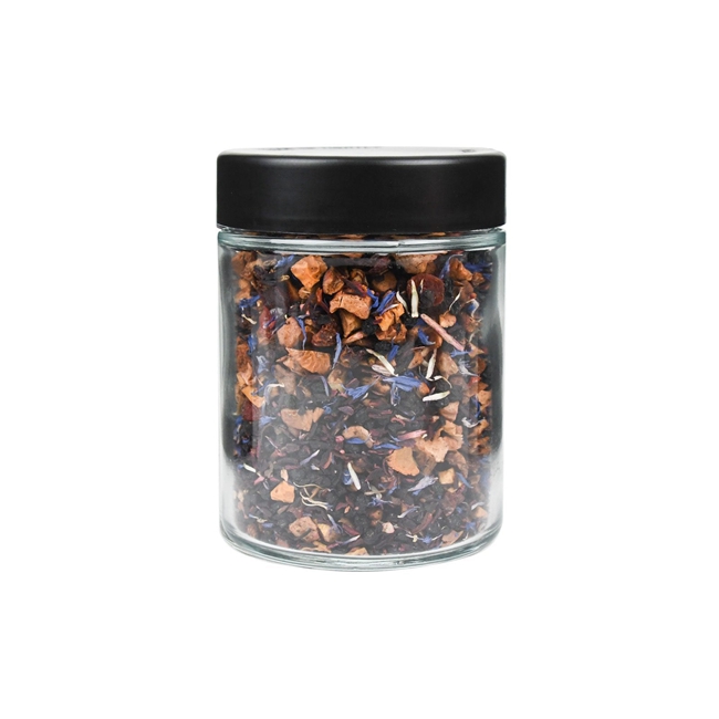 Custom 2oz 3oz 3.5g 4oz 5oz Child Resistant Matte Black Uv Jar Flower Packaging Glass Jar With Black Plastic Screw Lid