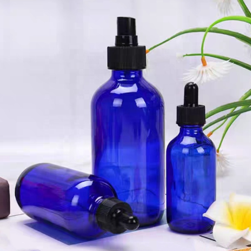 Factory Price 4 8 16oz Glass Spray Bottle Cobalt Blue Bottle With Water Mist Sprayer for Liquid Medicine Pharmaceutical Bottle