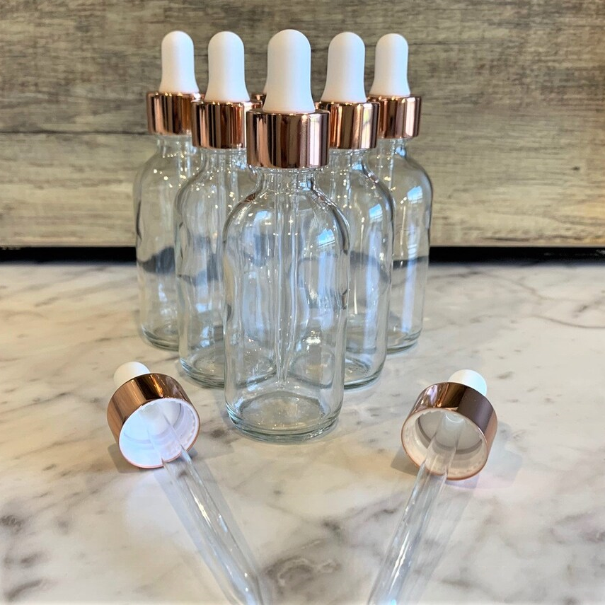 clear Empty boston 5ml 10ml 15ml 20ml 30ml 50ml 100ml Glass Bottle With Gold White Dropper for Hair Oil