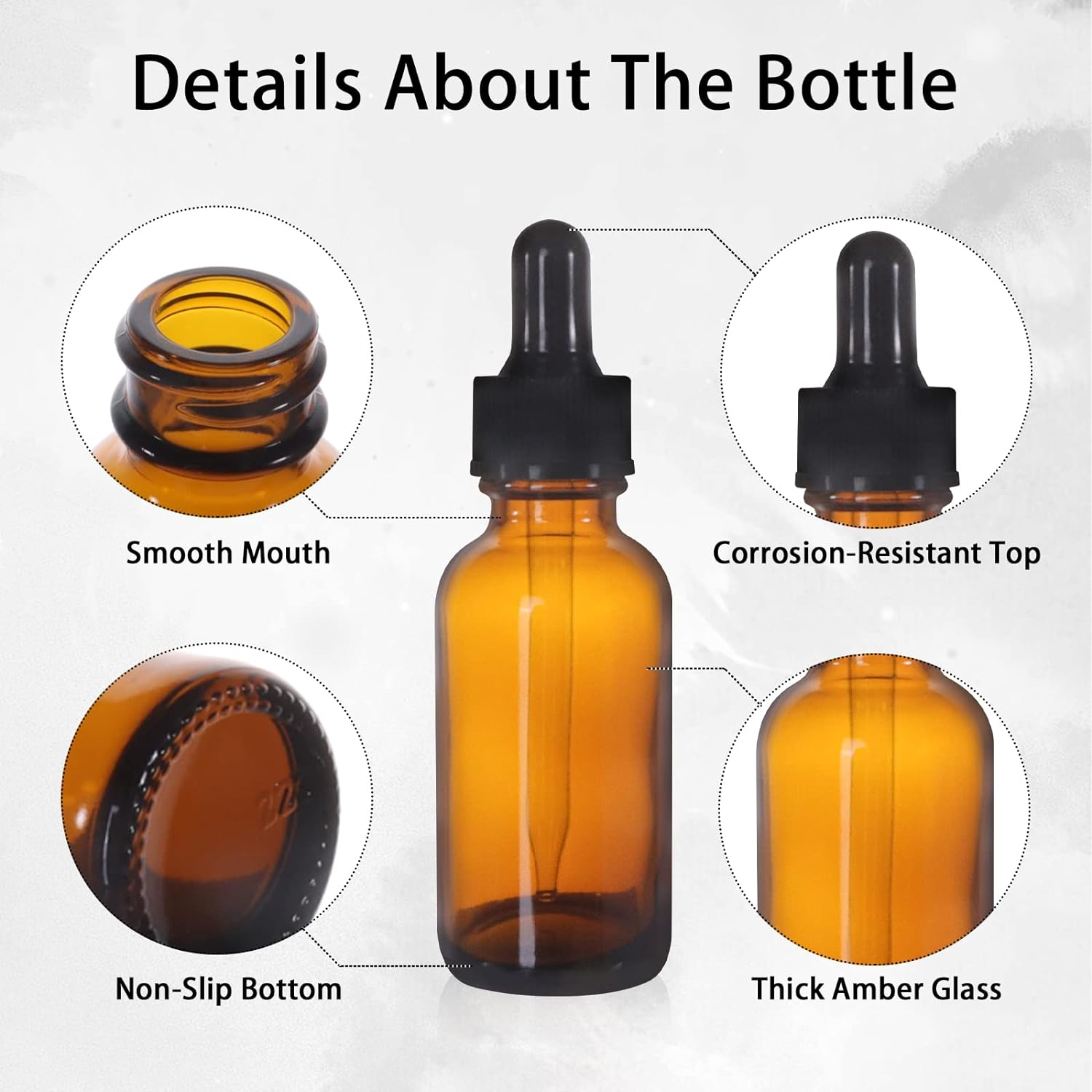 Custom 15m 30ml 60ml 100ml 120ml 240ml 500ml 1000ml Thick Bottom Frosted Amber Brown Clear Spray Round Glass Bottles