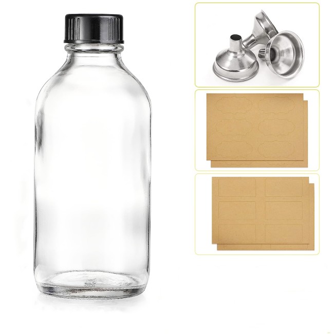32oz Boston Round Clear Glass Growlers With Phenolic Poly Cone Insert Caps - Tight Seal for Secondary Kombucha Fermentation