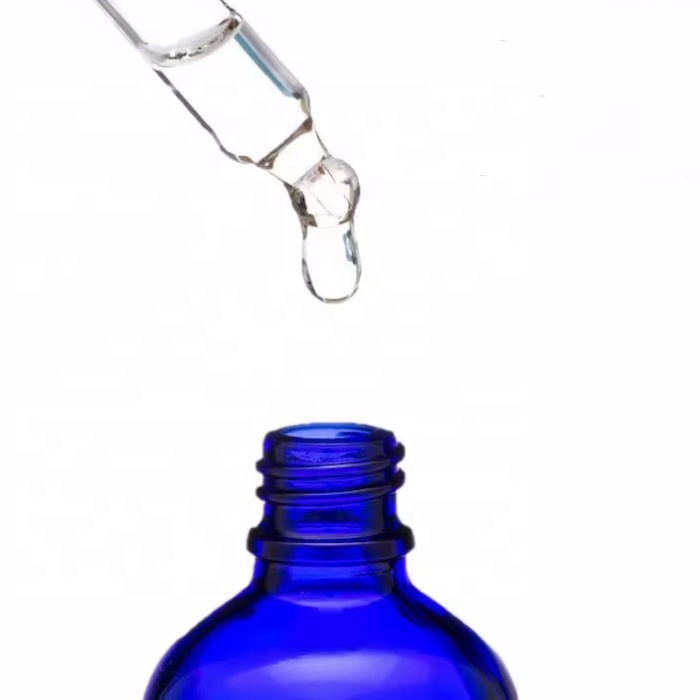 Blue Glass Dropper Bottle With Gold and White Pipette 10 15 30 50 100ml Refillable Bottles for Essential Oils & DIY Products