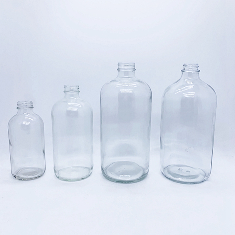 0.2oz 1oz 2oz 4oz 8oz 16oz 32oz Clear boston Round Glass Bottle Factory Price Glass Bottle Glass Jar