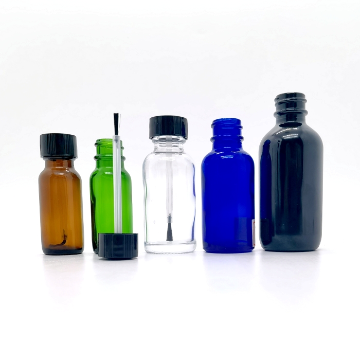 Glass Bottle 15ml 30ml 60ML 1OZ Clear Amber Green Empty Liquid Nail Polish Glass Bottle With Brush Applicator Cap