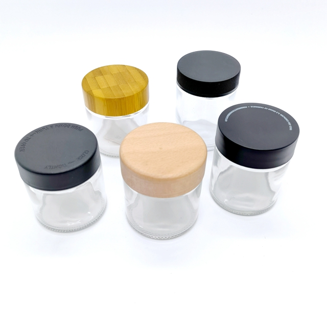 1 oz 2 oz 3 oz 4 oz 6 oz 8 oz 16 oz 3.5g Airtight clear Child Resistant Glass Jar Flower Jar Packaging Containers With CR Lids