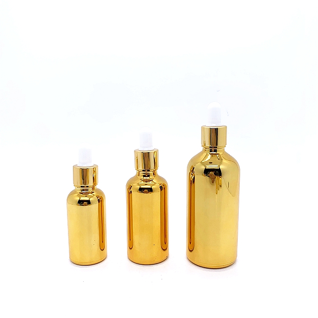 Luxury 10ml 30ml 50ml Glass Dropper Bottle With Electroplating Screen Printing for Eye Drop Skin Care Cream Essential Oil Bottle