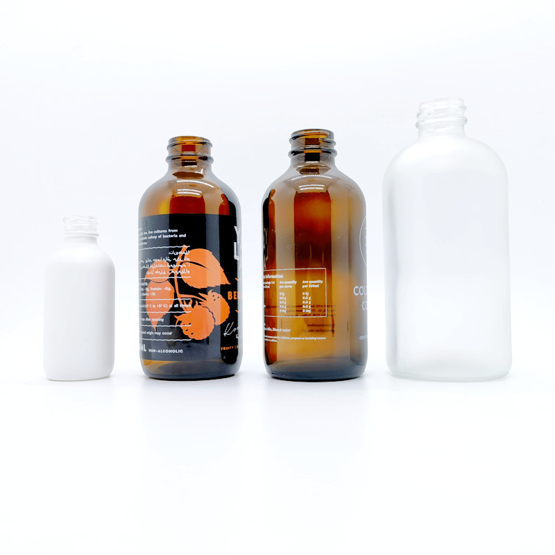 Amber Clear Bottle 250ml 500ml 8oz 16oz Cold Coffee Boston Round Beverage Juice Glass Bottles for Kombucha
