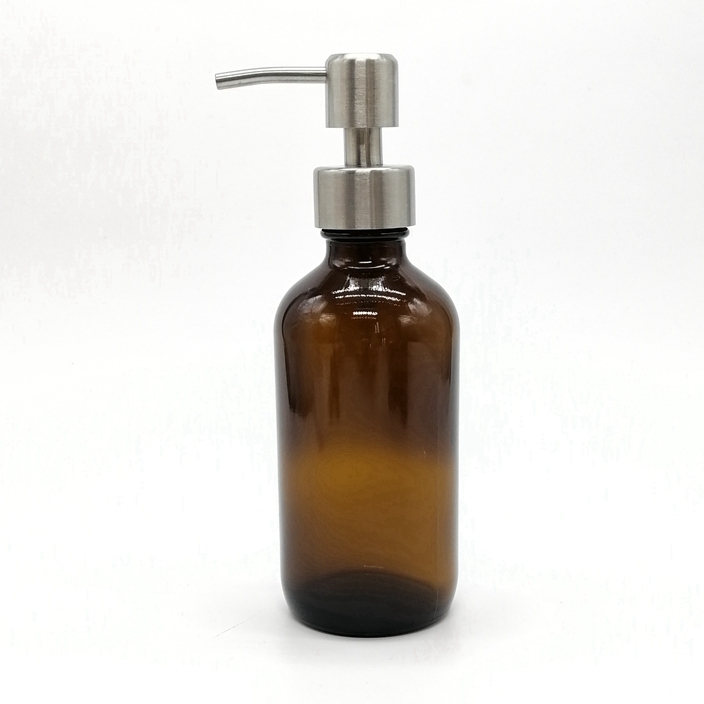 16oz/250ml & 500ml Boston Glass Serum Bottle With Pump White/Black Essential Oil Lotion Soap Dispenser for Serum Packaging