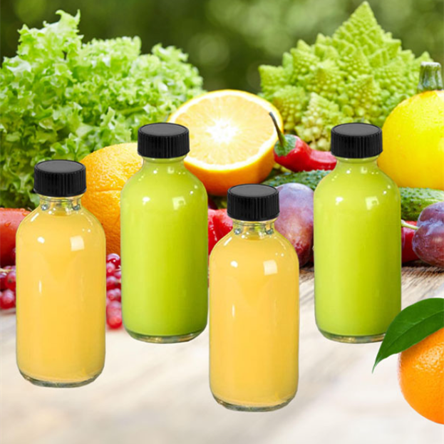 2oz Boston Round Clear Glass Bottles Mini Travel Wellness Shot Glass Bottles for Juice,Liquor,Ginger Shots  Coffee 2 oz