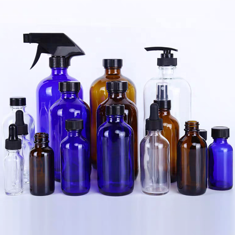 Custom 500ml Blue Clear  Amber Bottles Fine Mist Trigger Water Oil Spray Bottle for Cleaning Solutions