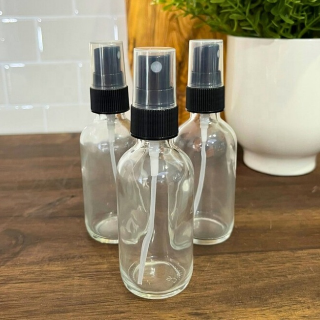 1/2 Oz 1 Fl Oz 2 Oz 4 Oz 15ml 30ml 60ml 120ml Clear Mist Essential Oil Boston Round Spray Pump Glass Bottles
