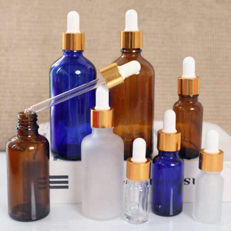 Frosted Amber Essential Oil Bottle 5ml 10ml 15ml 30ml 50ml 100ml Frosted Brown Glass Bottle Plastic Dropper for Body Oil