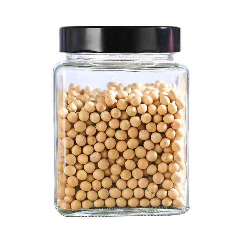 100ml 200ml 280ml 380ml 500ml 730ml Recycled Empty Square Honey Jar Glass Food Storage Packaging Glass Food Jars for Jam Honey