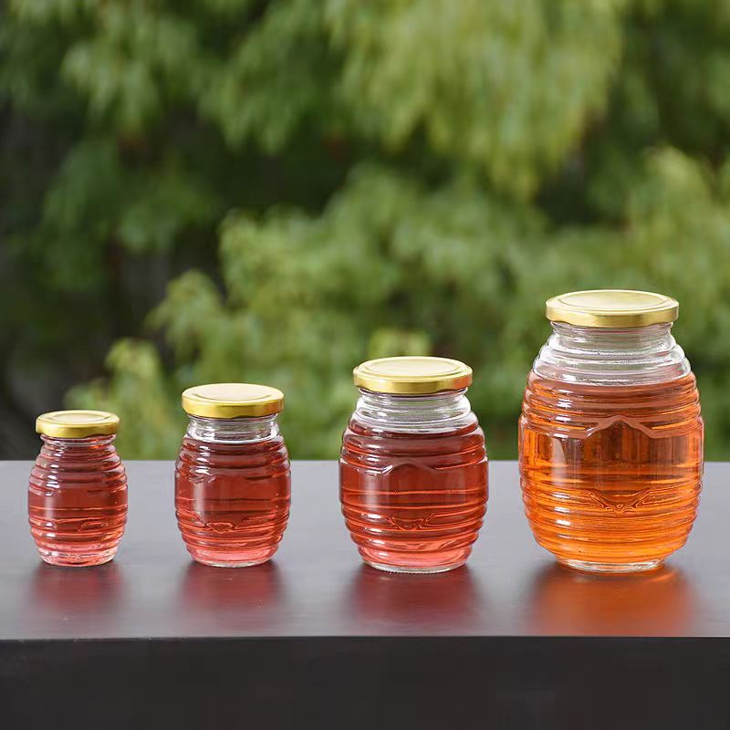 Recyclable Empty 70ml 180ml 380ml 730ml Free Samples Glass Honey Bottle 100ml 250ml 500ml Oval Shape Glass Honey Jars