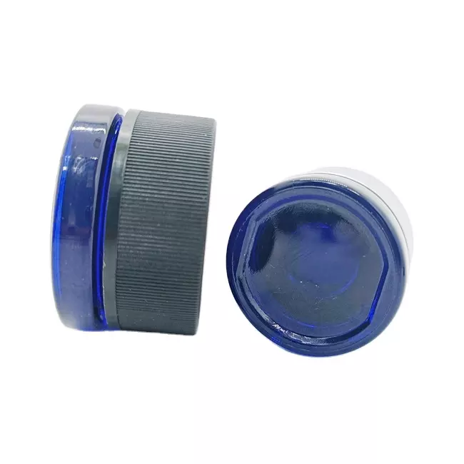 Customized Color 3 5 7 g 9 ml Solid Blue Glass Child Resistant Jar Concentrate Container With Silver Child Proof Lid Glass Jar Glass Bottle