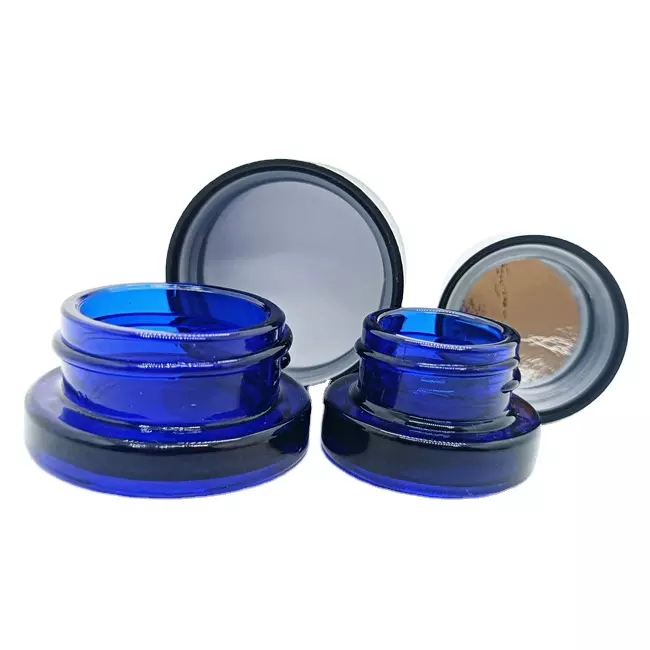 Round Shape Clear Glass Jar 5ml 7ml 9ml 1g 1.5g 2g Concentrate Packaging Child Resistant Screw Jars With Matte Black Cr Lids Cap glass jar glass bottle