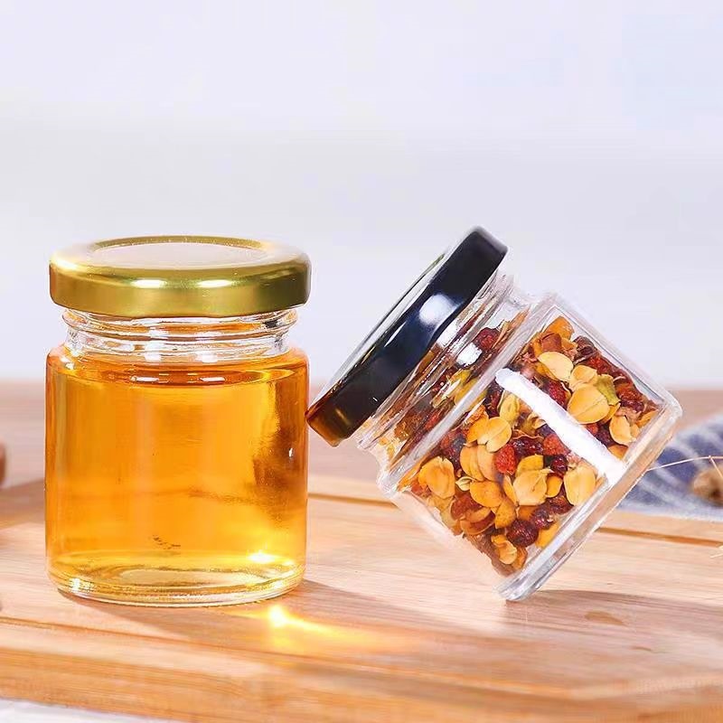 Hot Sale 25ml 35ml 45ml  75ml 100ml Honey Jar Mini Jelly Glass Jar Jam Jar With Lid Food Storage Container