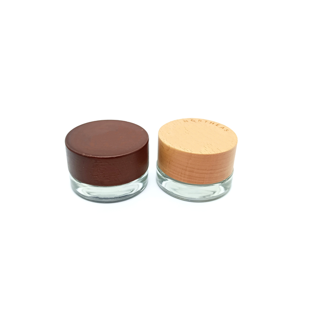 5ml 7ml 9ml Transparent Glass Concentrate Jar With Bamboo Child Resistant Lid