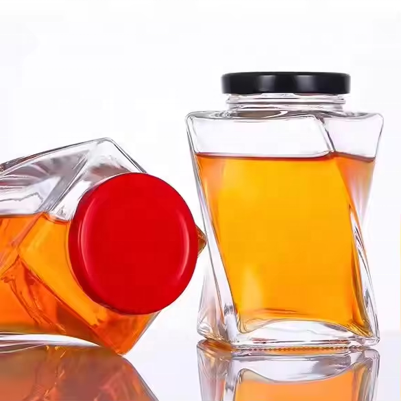Thickened Honey Glass Jar Jam 500g High-quality Honey Bottle Twist Crystal White Glass Sealed Jar