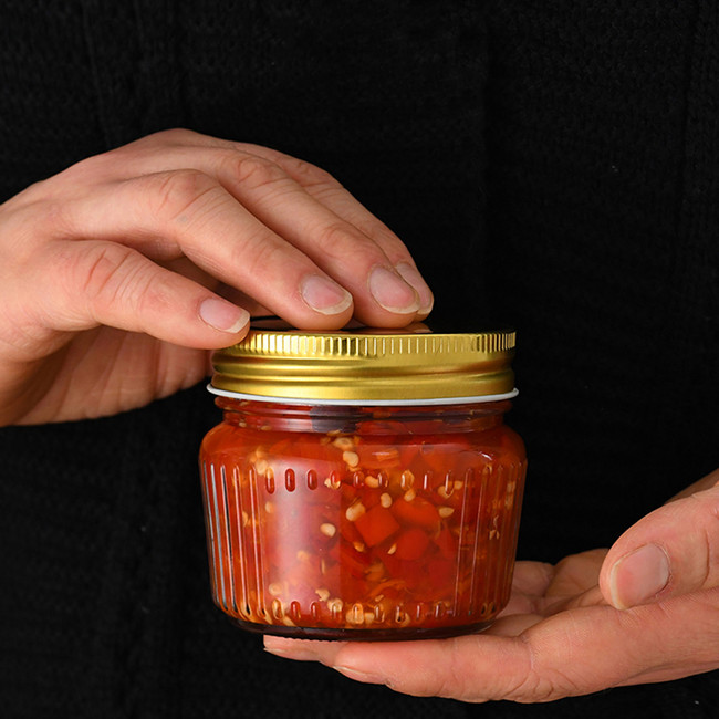 150ml 250ml 380ml 500ml Fat Squat Round Clear Glass Jars Empty for Honey Jam Jelly Canning Chili Sauce