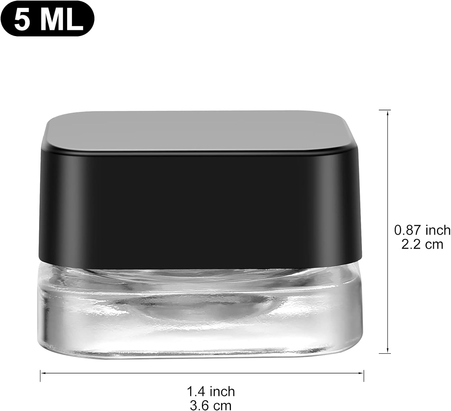 5ml 5g Square White Glass Black Jars Concentrate Containers Child Resistant Cap Child-proof glass jar glass bottle