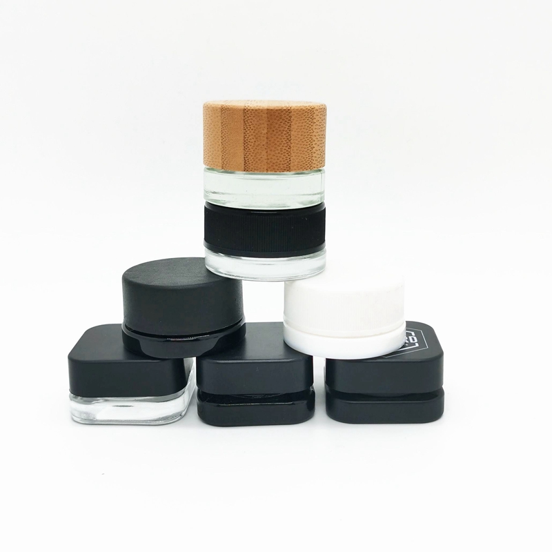 Hot Sale Mini Childproof Plastic Cap Square Glass Concentrate Storage Jar With Cr Lid 3g 5g 9g Glass Bottle Child Resistant Lid