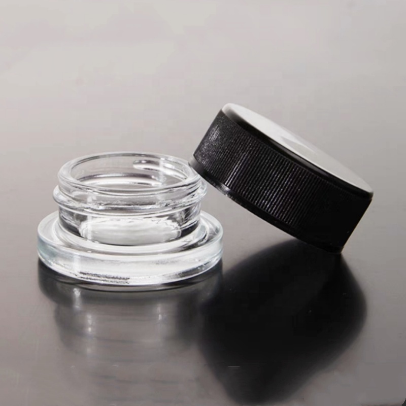 Round Black White Glass Jar Custom Child Resistant Concentrate Containers Glass Jar Packaging Child Proof Concentrate Glass Jar