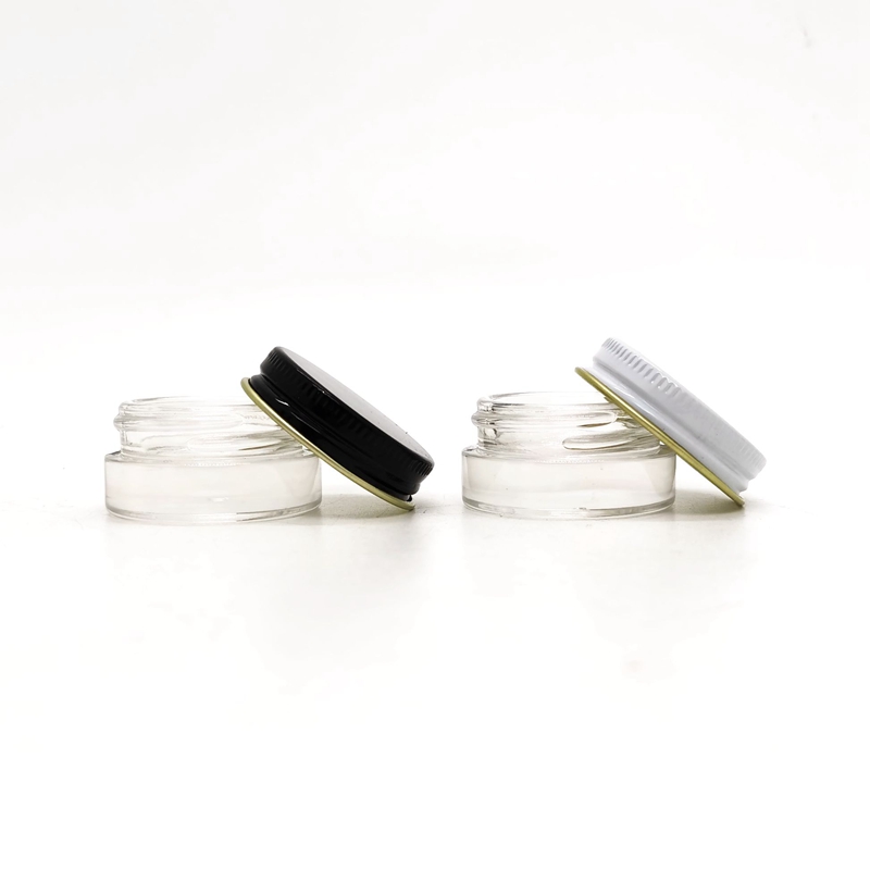 Recyclable Mini Round Glass Jar Concentrate Oil Container Child Resistant Glass Cream Jar With Metal Cap