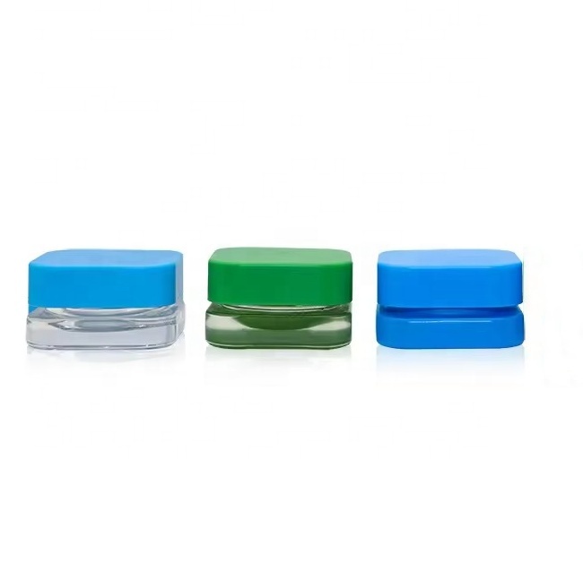 New Design Clear 9g 5g Cream Packaging Airtight Child Proof Jar Square Cube Mini Glass Jar