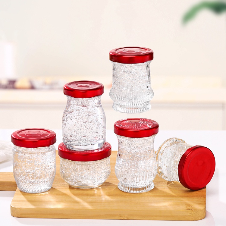 Recyclale 45ml 75ml 100ml Bird's Nest Honey Jelly Use Storage Round Glass Honey  Jar With Gold/red / Metal Lid